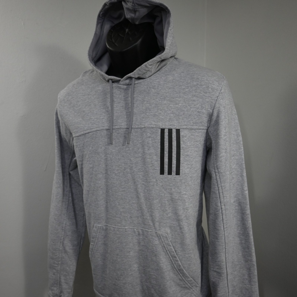 Adidas Hoodie Sweatshirt Gray Cotton Blend Performance Pullover Mens Size Small - Picture 2 of 12